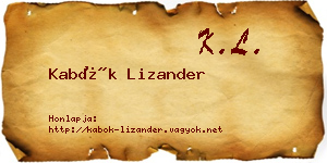 Kabók Lizander névjegykártya